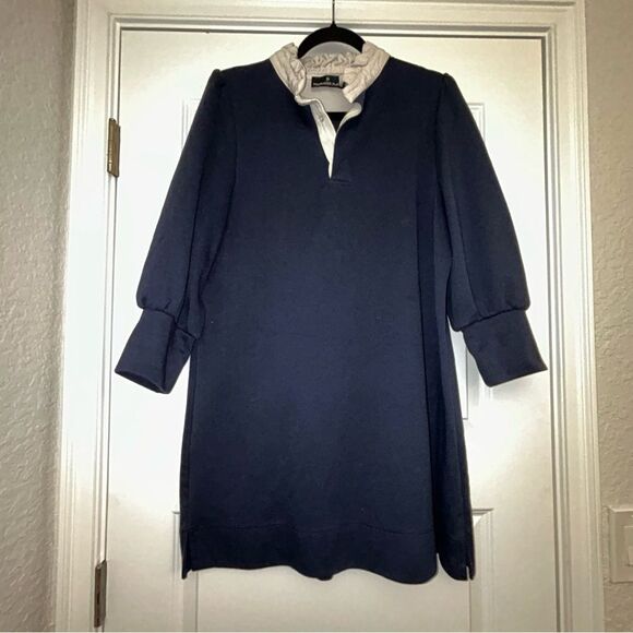 Tuckernuck Pomander Place Charlotte Terry 1/4 Button Front Tunic Shirt Dress - Picture 2 of 13